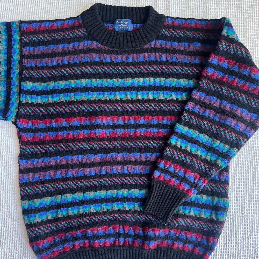 Vintage Cambridge Classic Mervyn’s Multicolor Wool Blend Crewneck Cozy Sweater M